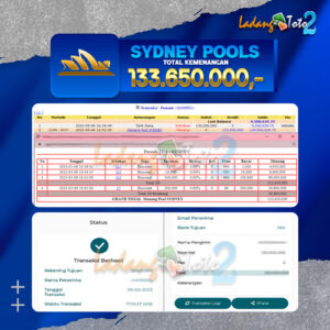 BUKTI JACKPOT LADANGTOTO2 SYDNEY Rp. 130.000.000